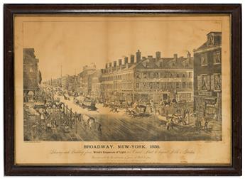 (NEW YORK CITY.) after Thomas Hornor. Broadway, New-York, 1836, Shewing Each Building from Webbs Emporium of Light